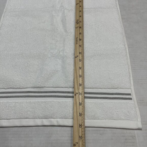 Threshold Cotton Striped Gray‎ Fabric Shower Curtain 2 Hand Towel Set - Picture 5 of 8